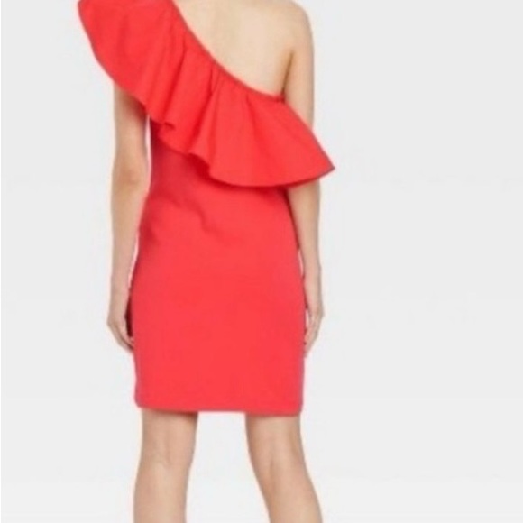 a new day Red Asymmetrical Ruffled Cocktail Dress - Picture 3 of 8